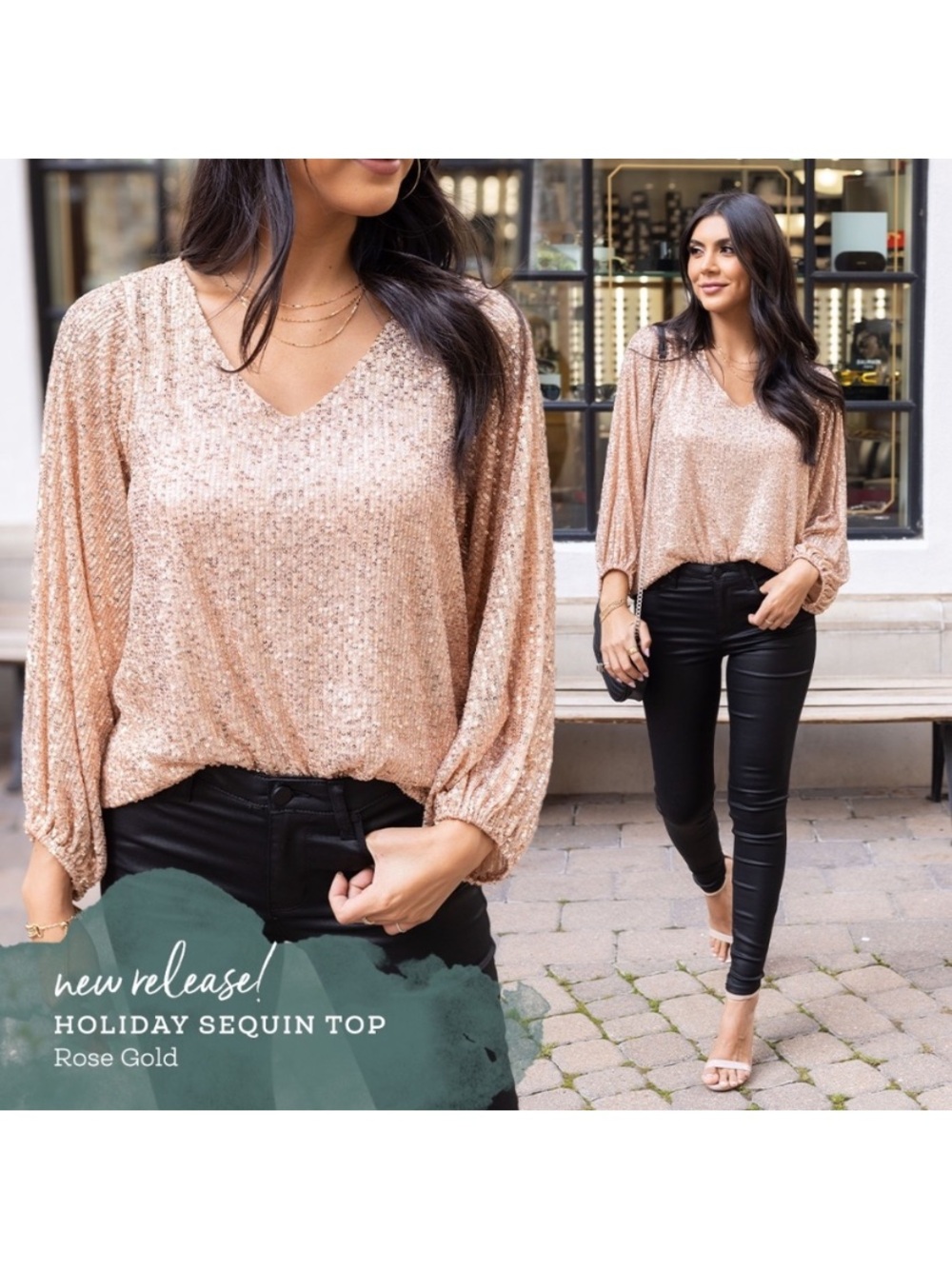 Grace & Lace Gold Sequin Blouse